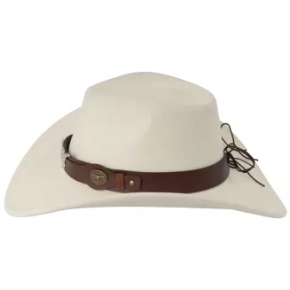 Polar Fashion kapelusz kowbojski Western z pilotkami unisex kremowa biel R259E - 6