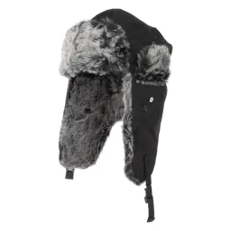 W171A Black Winter Hat With Ears That Is Warm And Classic