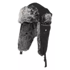 W171A Black Winter Hat With Ears That Is Warm And Classic