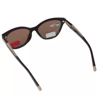 Okulary damskie 2w1 clip-on polaryzacja UV400 TAC brąz beż Solano CL90308B - 7