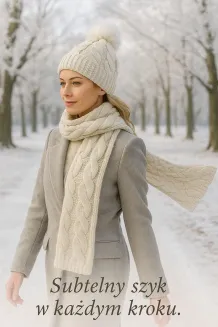 W363Bk Beige Haker Women'S Winter Set Knitted Hat With Scarf - 4