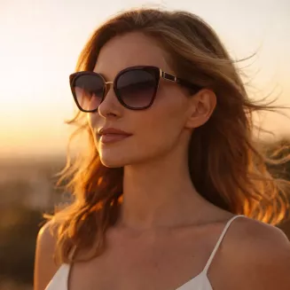 Damskie okulary przeciwsłoneczne brązowe złote GR Solano SS21091B - 7