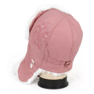 Dziewczęca czapka uszatka W149C różowa ciepła zimowa futrzana Polar Fashion - 3