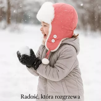 Dziewczęca czapka uszatka W149C różowa ciepła zimowa futrzana Polar Fashion - 4