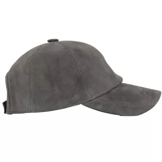 Skórzana Bejsbolówka z Daszkiem Ocieplona Nubuk Grafitowa K296B Polar Fashion - 2