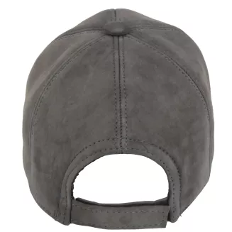 Skórzana Bejsbolówka z Daszkiem Ocieplona Nubuk Grafitowa K296B Polar Fashion - 3