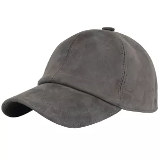 Skórzana Bejsbolówka z Daszkiem Ocieplona Nubuk Grafitowa K296B Polar Fashion - 4