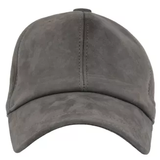 Skórzana Bejsbolówka z Daszkiem Ocieplona Nubuk Grafitowa K296B Polar Fashion - 6