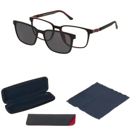 Czarno-czerwone Solano CL90265D – Męskie Okulary z Nakładką Clip-On TR-90