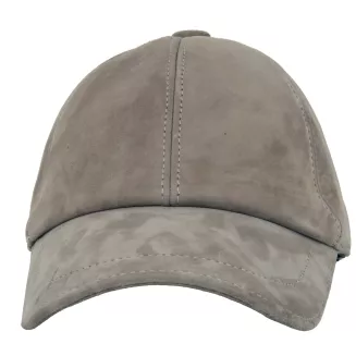 Beżowa skórzana bejsbolówka nubukowa unisex ocieplona K296A Polar Fashion - 2