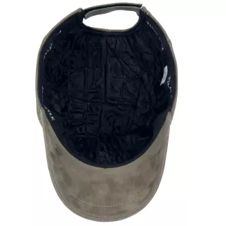 Beżowa skórzana bejsbolówka nubukowa unisex ocieplona K296A Polar Fashion - 6