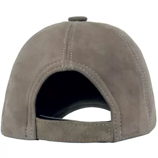 Beżowa skórzana bejsbolówka nubukowa unisex ocieplona K296A Polar Fashion - 5