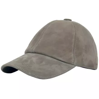 Beżowa skórzana bejsbolówka nubukowa unisex ocieplona K296A Polar Fashion - 3