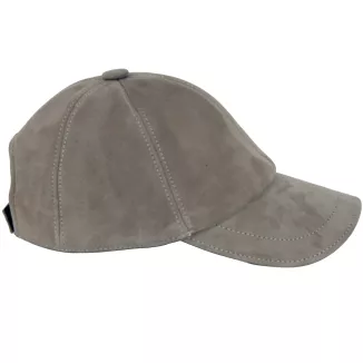 Beżowa skórzana bejsbolówka nubukowa unisex ocieplona K296A Polar Fashion - 4