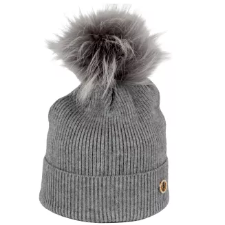 Damska czapka zimowa jasny szary z pomponem elegancka i ciepła W525I Polar Fashion - 3