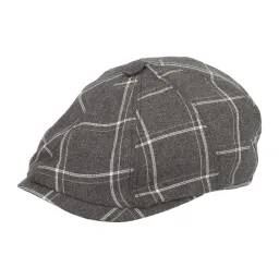 Szary-kaszkiet męski Peaky Blinders Shelby bawełniany w kratkę-K197C