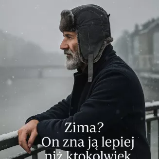 Pilotka męska W522C czarna skóra szare futro zimowa uszatka Polar Fashion - 6