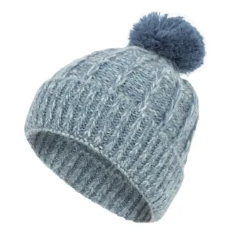 Damski Komplet Zimowy PolarFashion Czapka Niebieska z Pomponem i Szal W475C - 3
