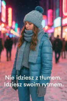 Damski Komplet Zimowy PolarFashion Czapka Niebieska z Pomponem i Szal W475C - 6