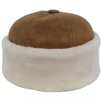 Toczek skórzany unisex z naturalnym futrem zimowy W518O Polar Fashion - 2