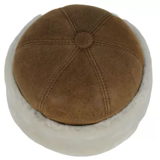 Toczek skórzany unisex z naturalnym futrem zimowy W518O Polar Fashion - 3