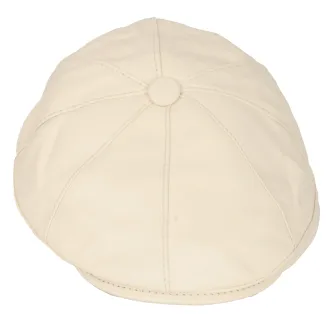 Skórzany kaszkiet unisex K233B – jasno beżowy, ocieplany, stylowy Polar Fashion - 3