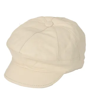 Skórzany kaszkiet unisex K233B – jasno beżowy, ocieplany, stylowy Polar Fashion - 4