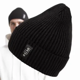 Męska Czapka Zimowa Grafitowa Beanie z Futerkiem Polar Fashion W456B
