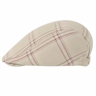 Kaszkiet Męski Bawełniany Beżowy Kratka Letni Czapka Flat Cap Kratę Lato K311D - 5