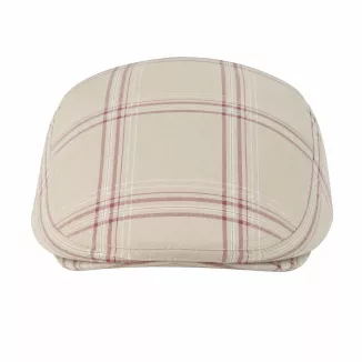 Kaszkiet Męski Bawełniany Beżowy Kratka Letni Czapka Flat Cap Kratę Lato K311D - 3