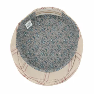 Kaszkiet Męski Bawełniany Beżowy Kratka Letni Czapka Flat Cap Kratę Lato K311D - 7