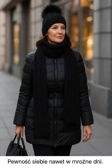 W358Dk Black Haker Women'S Winter Set Knitted Hat With Scarf - 6