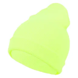 W242D Limonkowa Haker banie czapka zimowa smerfetka krasnal gładka neonowe kolory