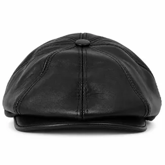 Kaszkiet Męski Skórzany Czarny Ocieplany z Nausznikami Peaky Blinders K324D - 3