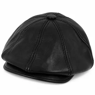 Kaszkiet Męski Skórzany Czarny Ocieplany z Nausznikami Peaky Blinders K324D - 5