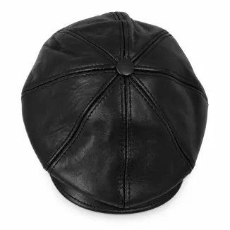 Kaszkiet Męski Skórzany Czarny Ocieplany z Nausznikami Peaky Blinders K324D - 7