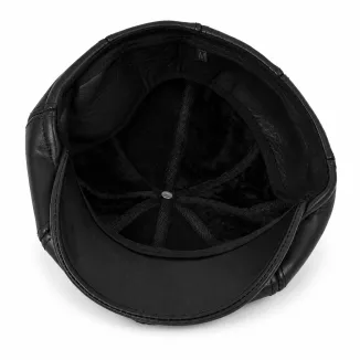 Kaszkiet Męski Skórzany Czarny Ocieplany z Nausznikami Peaky Blinders K324D - 10