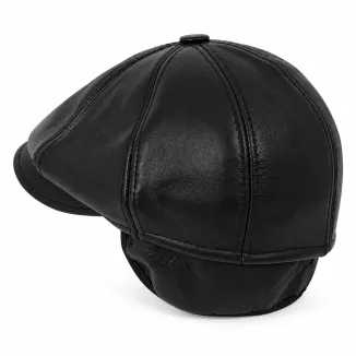 Kaszkiet Męski Skórzany Czarny Ocieplany z Nausznikami Peaky Blinders K324D - 9