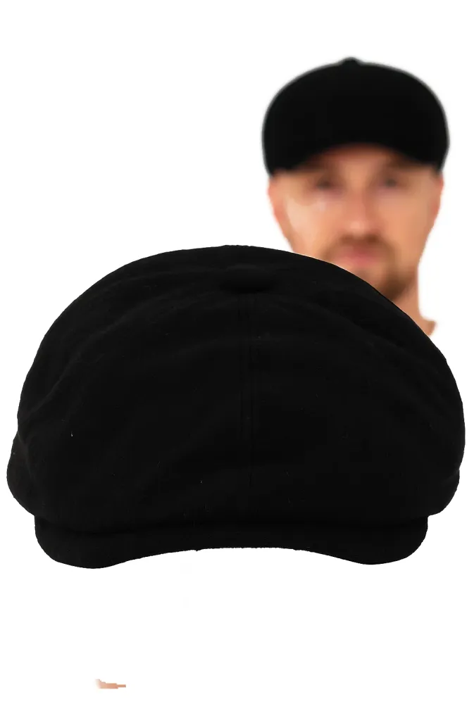 Shelby Czarny Ocieplany Kaszkiet Męski Polar Fashion K278C Peaky Blinders