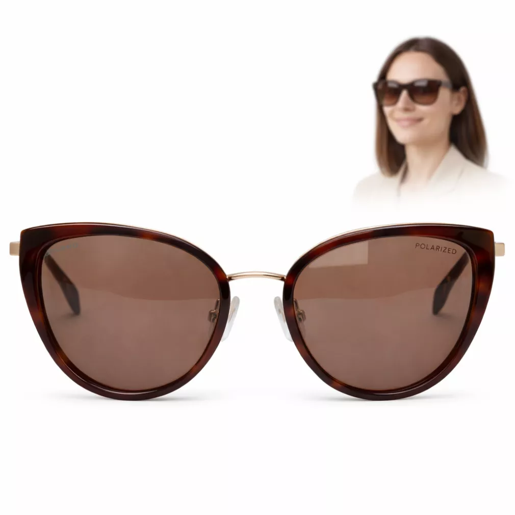 Okulary przeciwsłoneczne damskie Solano SS10537B polaryzacja kocie oczy brązowe