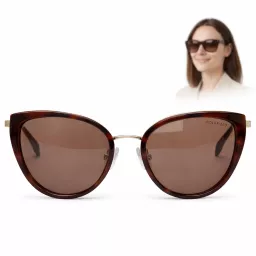 Okulary przeciwsłoneczne damskie Solano SS10537B polaryzacja kocie oczy brązowe