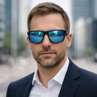 Granatowe Okulary Polaryzacyjne Męskie do Jazdy Solano SS21108B Mirror HD - 3