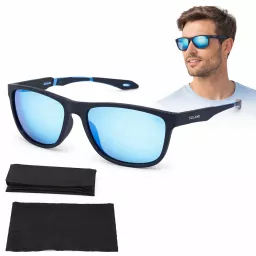 Granatowe Okulary Polaryzacyjne Męskie do Jazdy Solano SS21108B Mirror HD