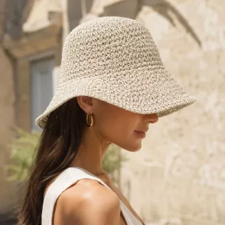 Kapelusz Słomkowy R257A Kloszowy Bucket Hat Szerokie Rondo Beżowy Lato - 5