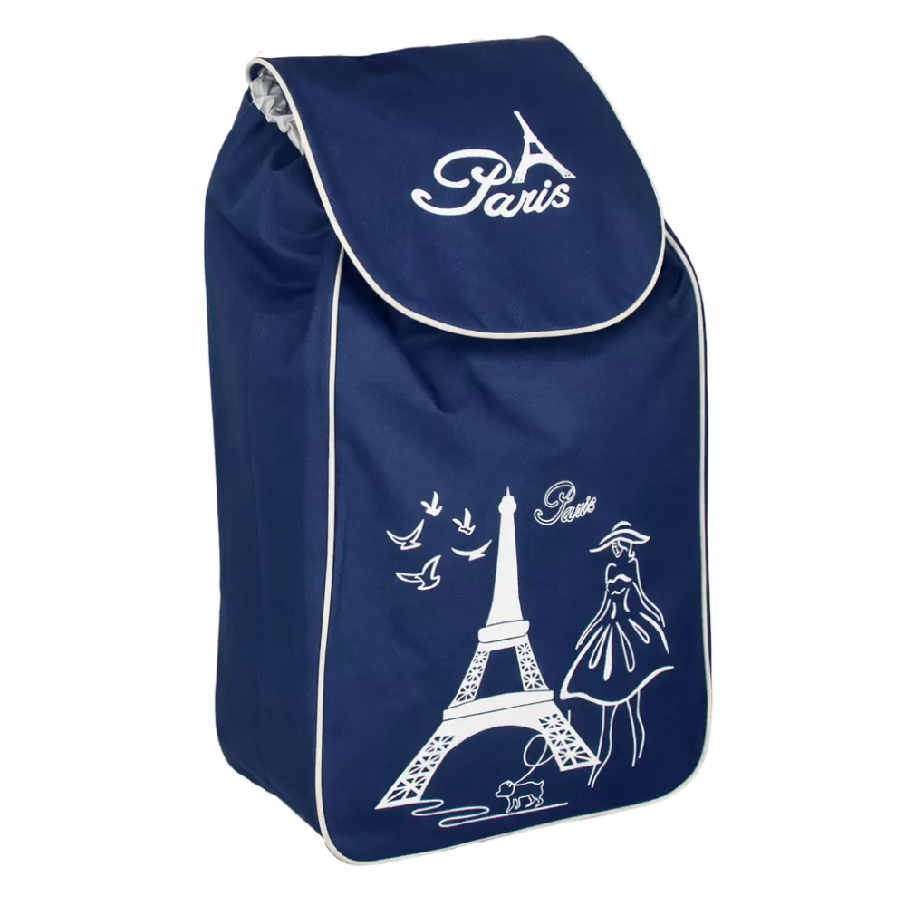 Granatowa torba do wózka zakupowego na kółkach nieprzemakalna 35L wz125T