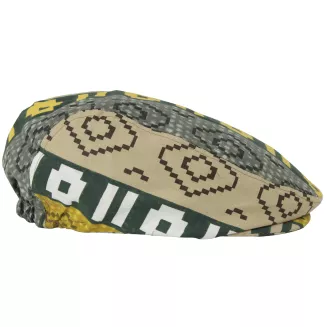 Kaszkiet męski bawełniany flat cap beżowo-zielony wzorzysty 57-59cm K307B Polar Fashion - 2