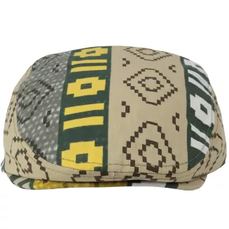 Kaszkiet męski bawełniany flat cap beżowo-zielony wzorzysty 57-59cm K307B Polar Fashion - 3