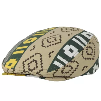 Kaszkiet męski bawełniany flat cap beżowo-zielony wzorzysty 57-59cm K307B Polar Fashion - 4