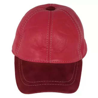 Czapka bejsbolówka K299A skórzana ocieplana czerwono-bordowa z daszkiem Polar Fashion - 3