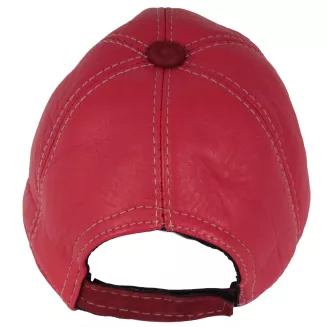 Czapka bejsbolówka K299A skórzana ocieplana czerwono-bordowa z daszkiem Polar Fashion - 5